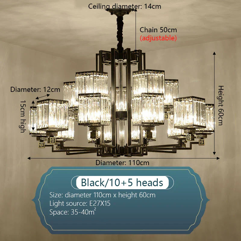 DecorBites™ Crystal Chandelier Villa Living Room Lighting