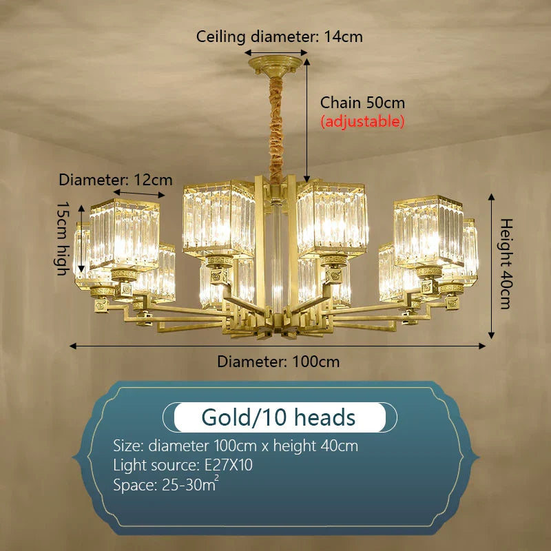 DecorBites™ Crystal Chandelier Villa Living Room Lighting