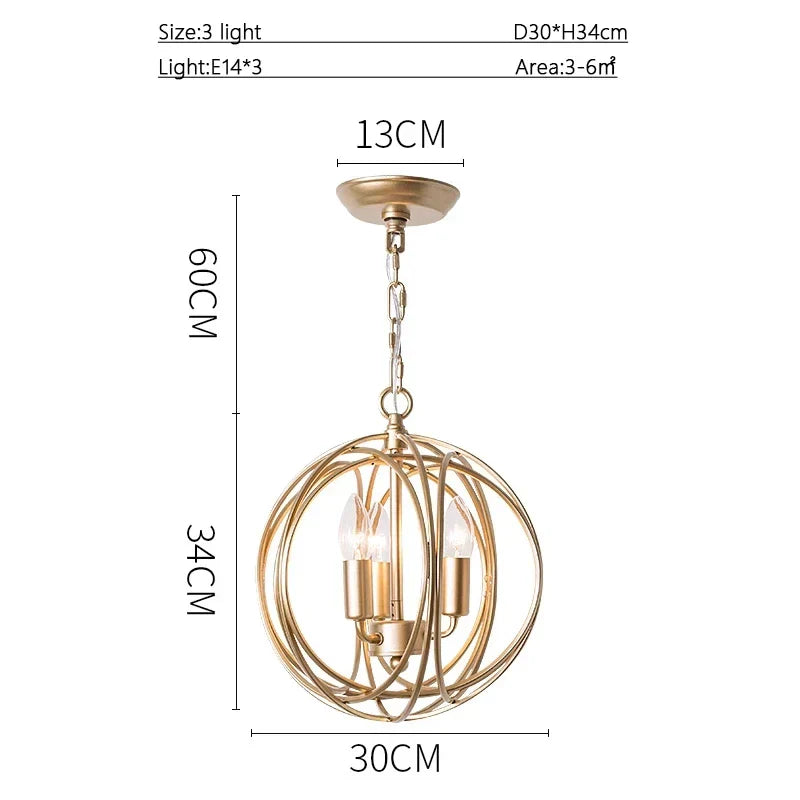 DecorBites™ Gold Crystal Chandelier Ring Ball Ceiling Light