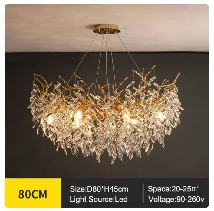 DecorBites™ Golden Branch Ceiling Chandelier with LED Crystal Lights