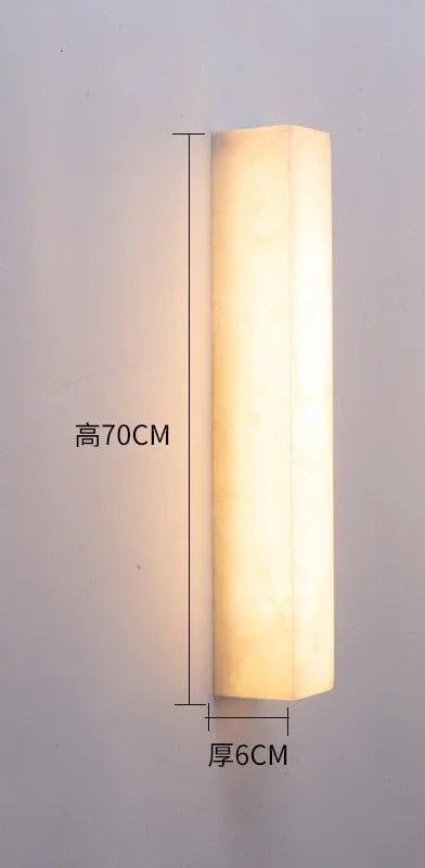 Sienna Verro Long Marble Wall Sconce — Modern Copper & Stone Accent Lighting for Hall, Living Room & Boutique Interiors