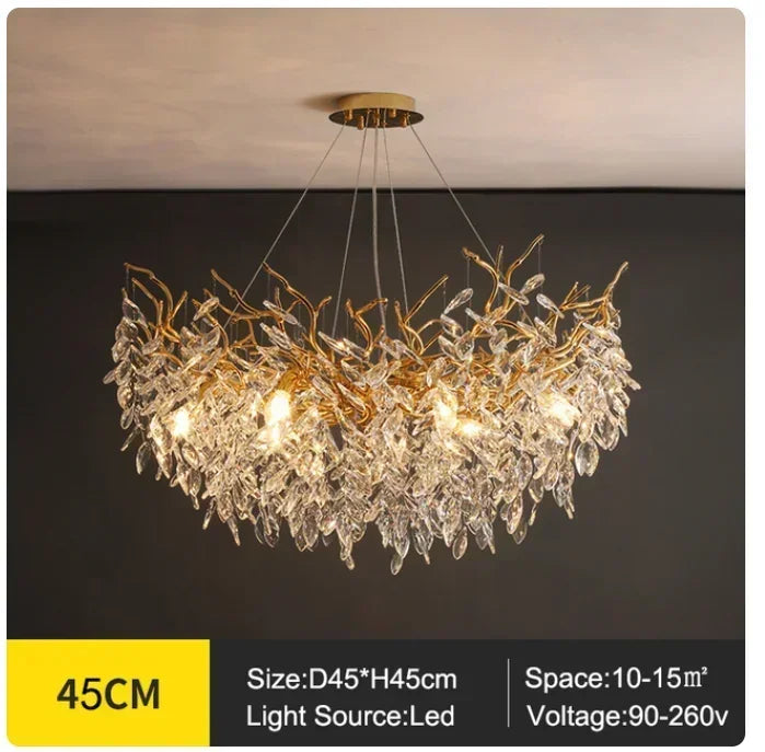 DecorBites™ Golden Branch Ceiling Chandelier with LED Crystal Lights