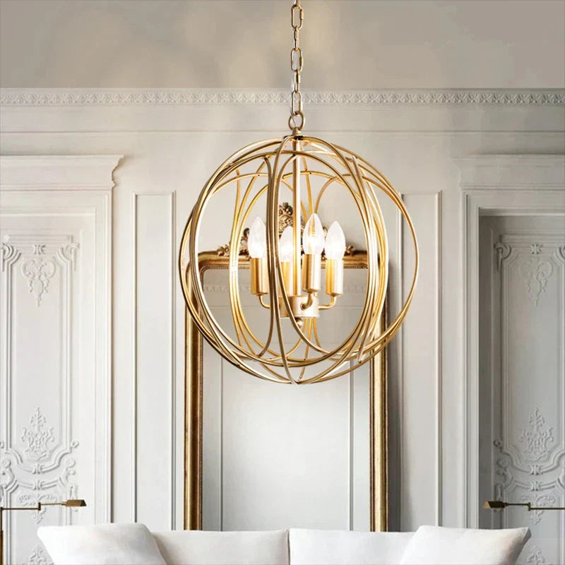DecorBites™ Gold Crystal Chandelier Ring Ball Ceiling Light