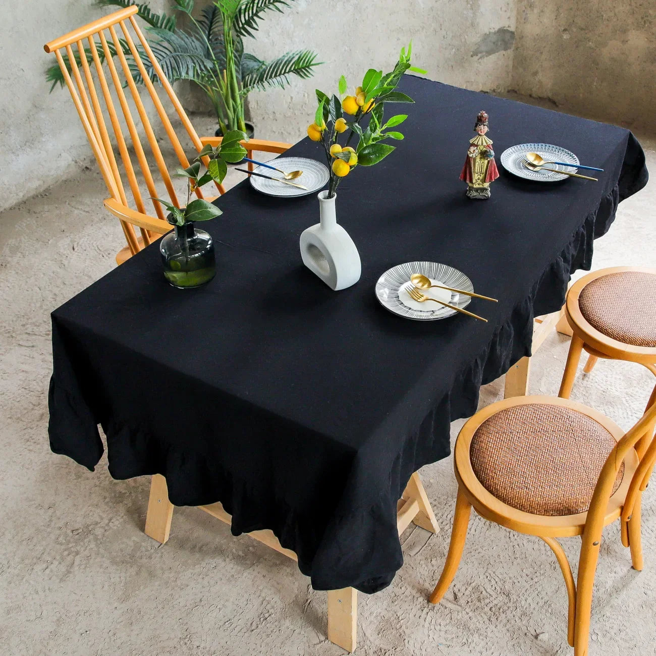Cotton Fabric Table Cloth Washable White Tablecloth for Wedding Party Dining Banquet Decoration Luxurious Table Cover Picnic Mat
