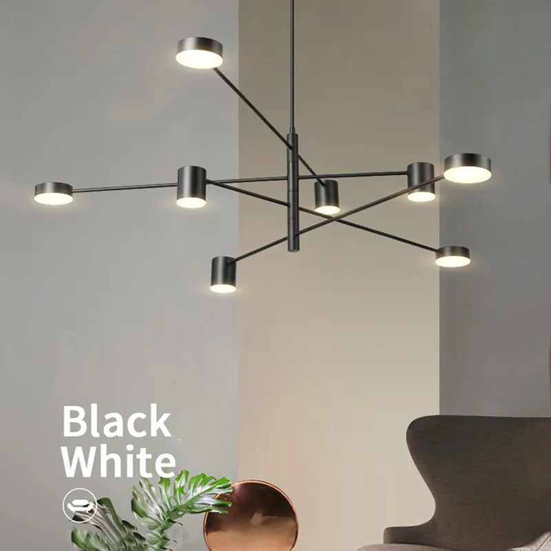 Swivel LED Chandelier - Versatile for Living, Dining, Office - Sleek Black Pendant Light - Modern Home Decor