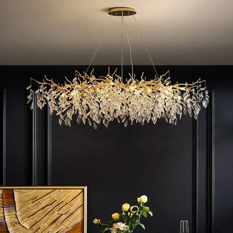 DecorBites™ Golden Branch Ceiling Chandelier with LED Crystal Lights