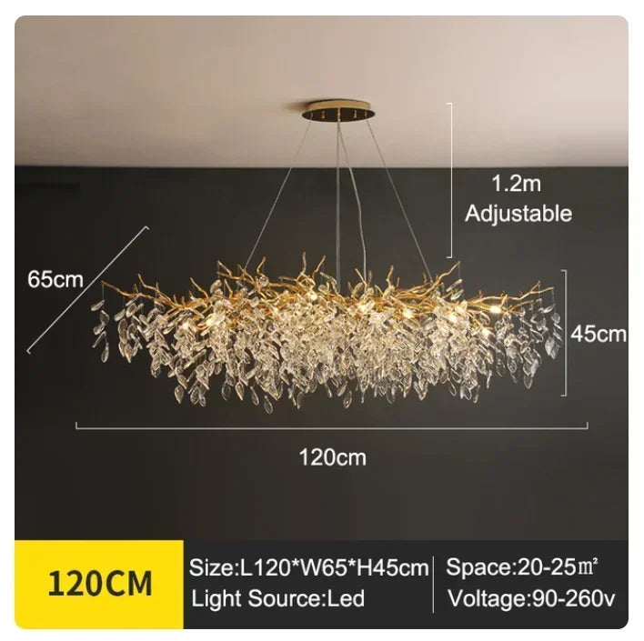 DecorBites™ Golden Branch Ceiling Chandelier with LED Crystal Lights