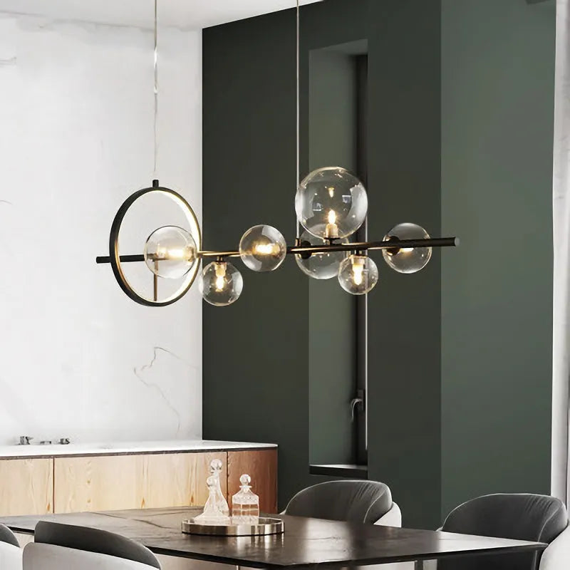 Contemporary LED Glass Ball Pendant Lamps - Elegant Lighting for Dining, Kitchen, and Home Decor