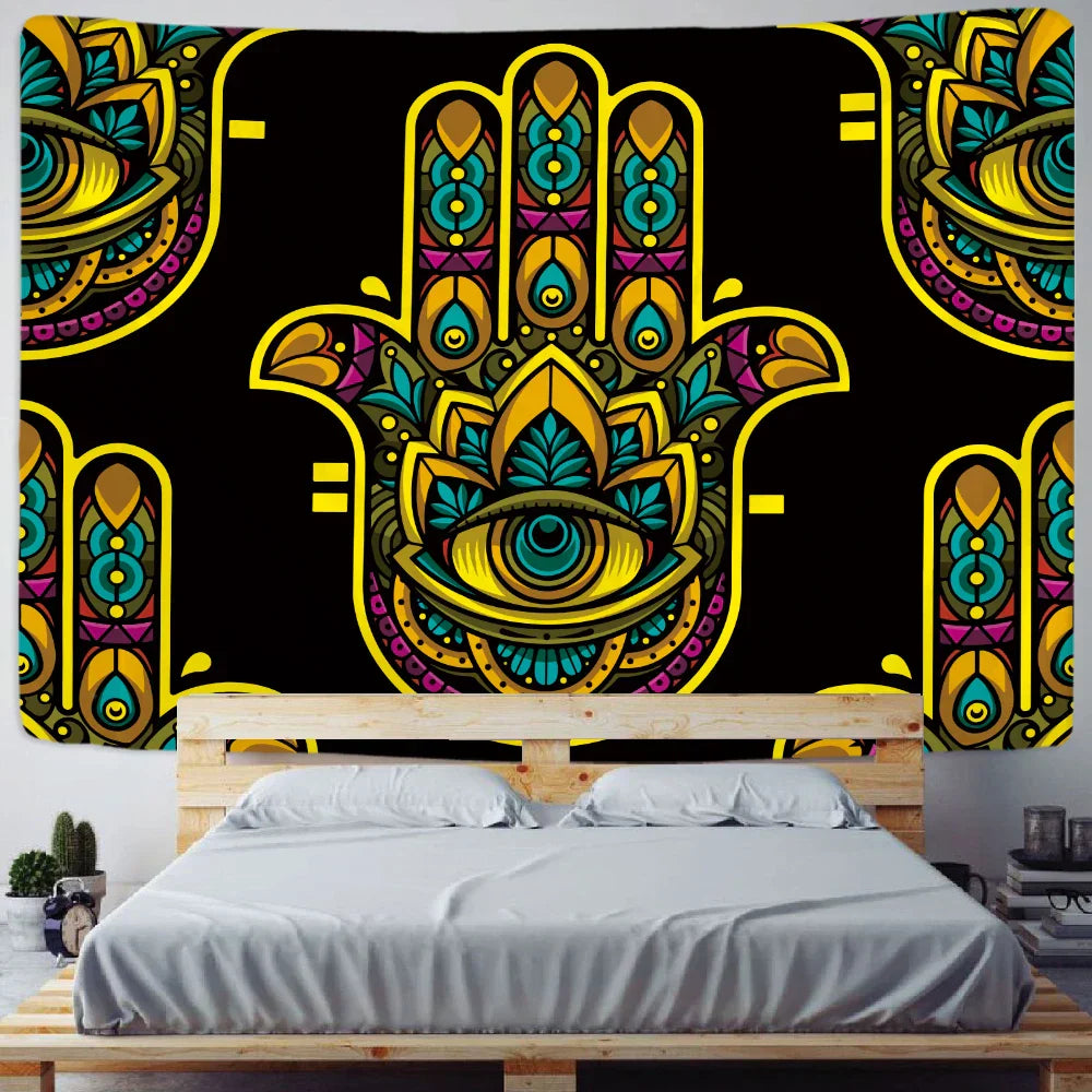 DecorBites™ Lucky Hand Mandala Tapestry Wall Hanging Boho Decor