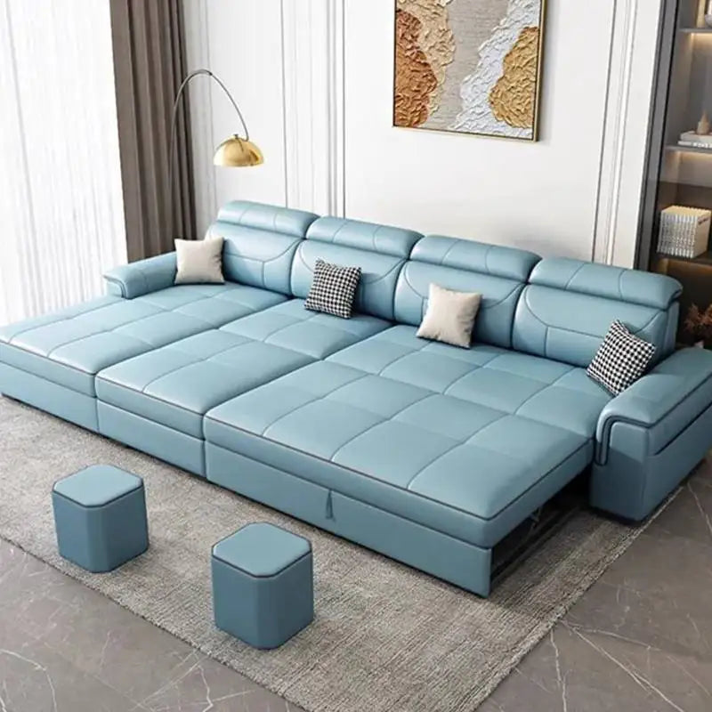 🌊 The Sorrento Modular Lounge – Waterproof Nordic Leather Couch - Foldable Sofa Bed with Hidden Storage ✨