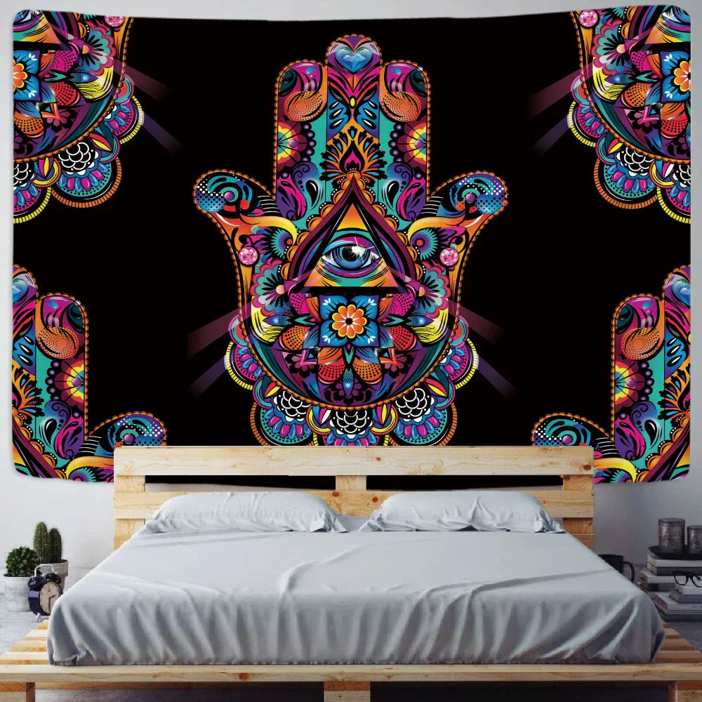 DecorBites™ Lucky Hand Mandala Tapestry Wall Hanging Boho Decor