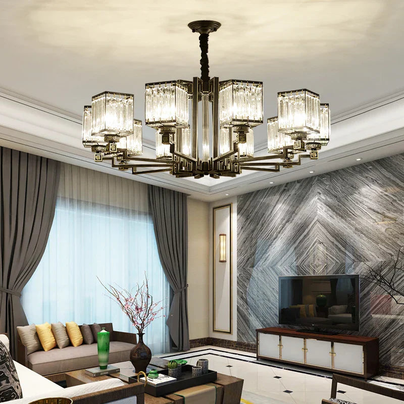 DecorBites™ Crystal Chandelier Villa Living Room Lighting