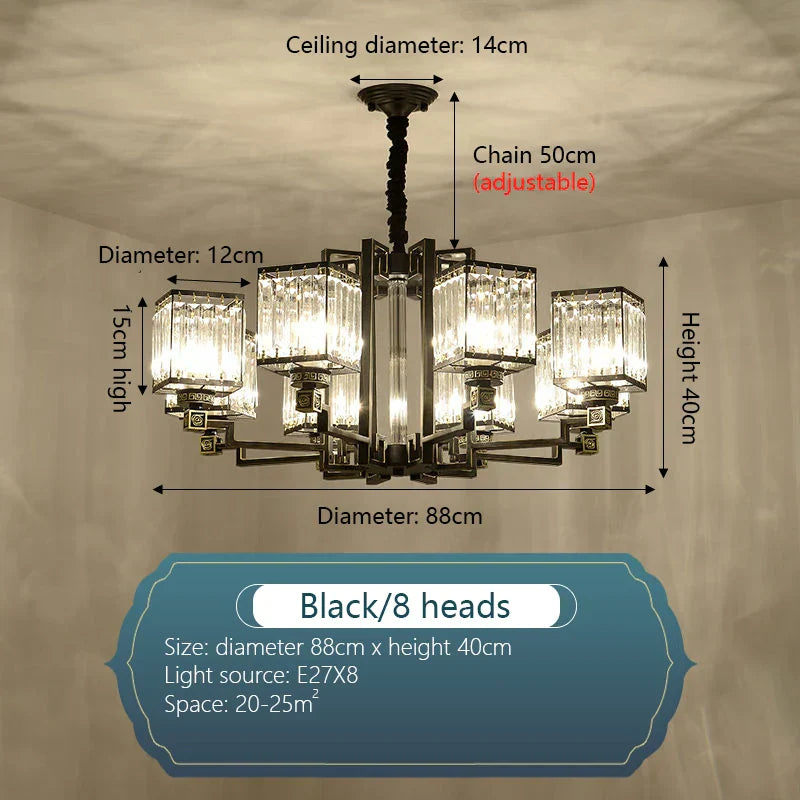 DecorBites™ Crystal Chandelier Villa Living Room Lighting