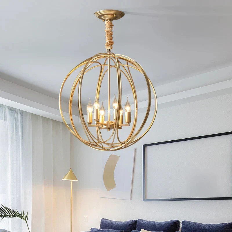 DecorBites™ Gold Crystal Chandelier Ring Ball Ceiling Light