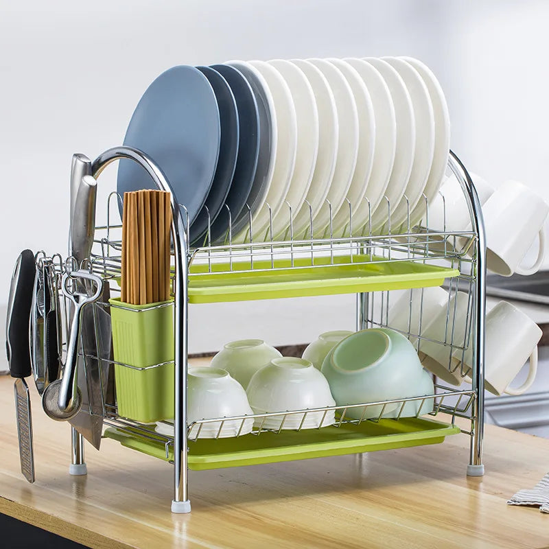 DecorBites™ 3-Tier Kitchen Drying Rack & Dish Organizer Shelf with Drain Board