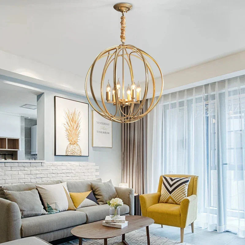 DecorBites™ Gold Crystal Chandelier Ring Ball Ceiling Light