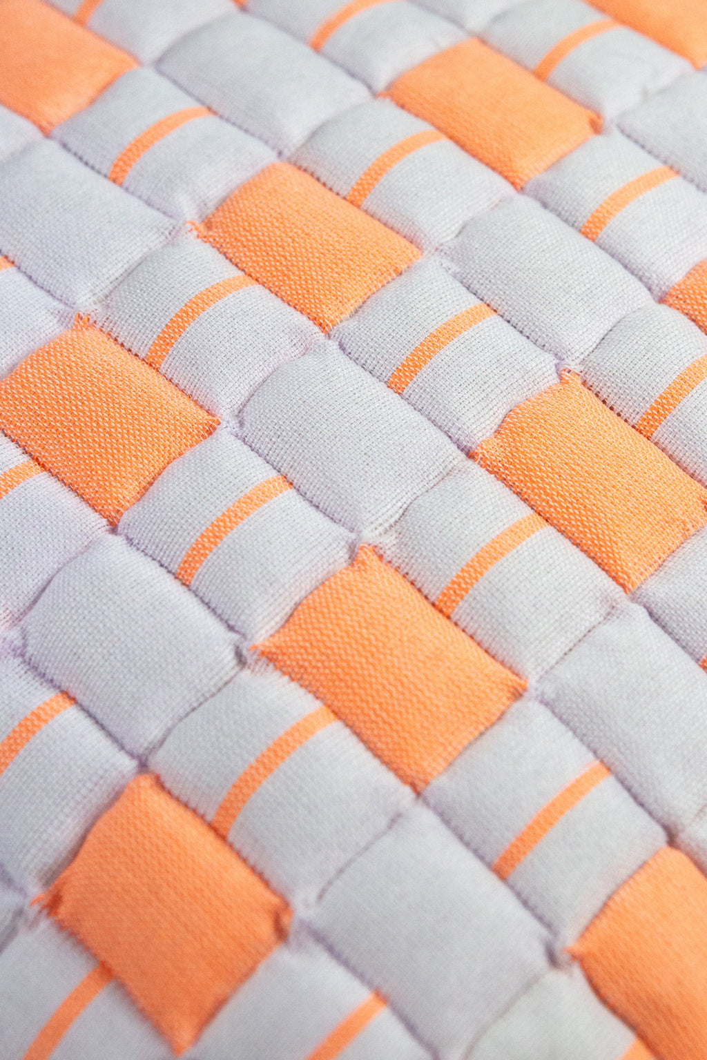Backordered: Sujani Quilted Pillow — Pastel Lilac and Neon Orange