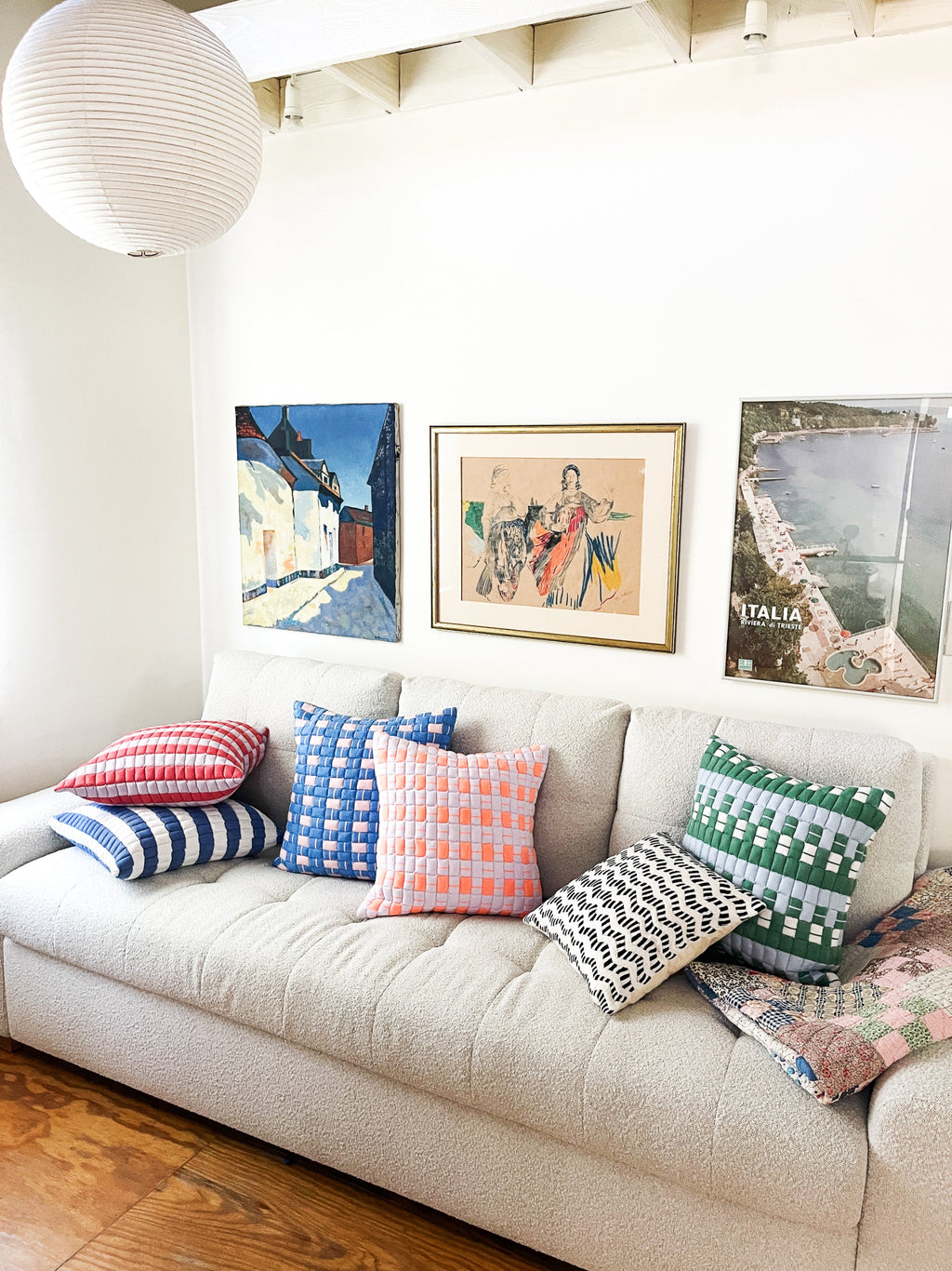 Sujani Quilted Pillow - Blue & Green