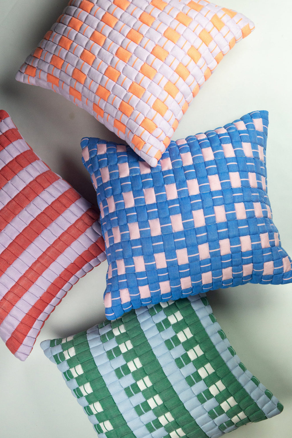 Backordered: Sujani Quilted Pillow — Pastel Lilac and Neon Orange