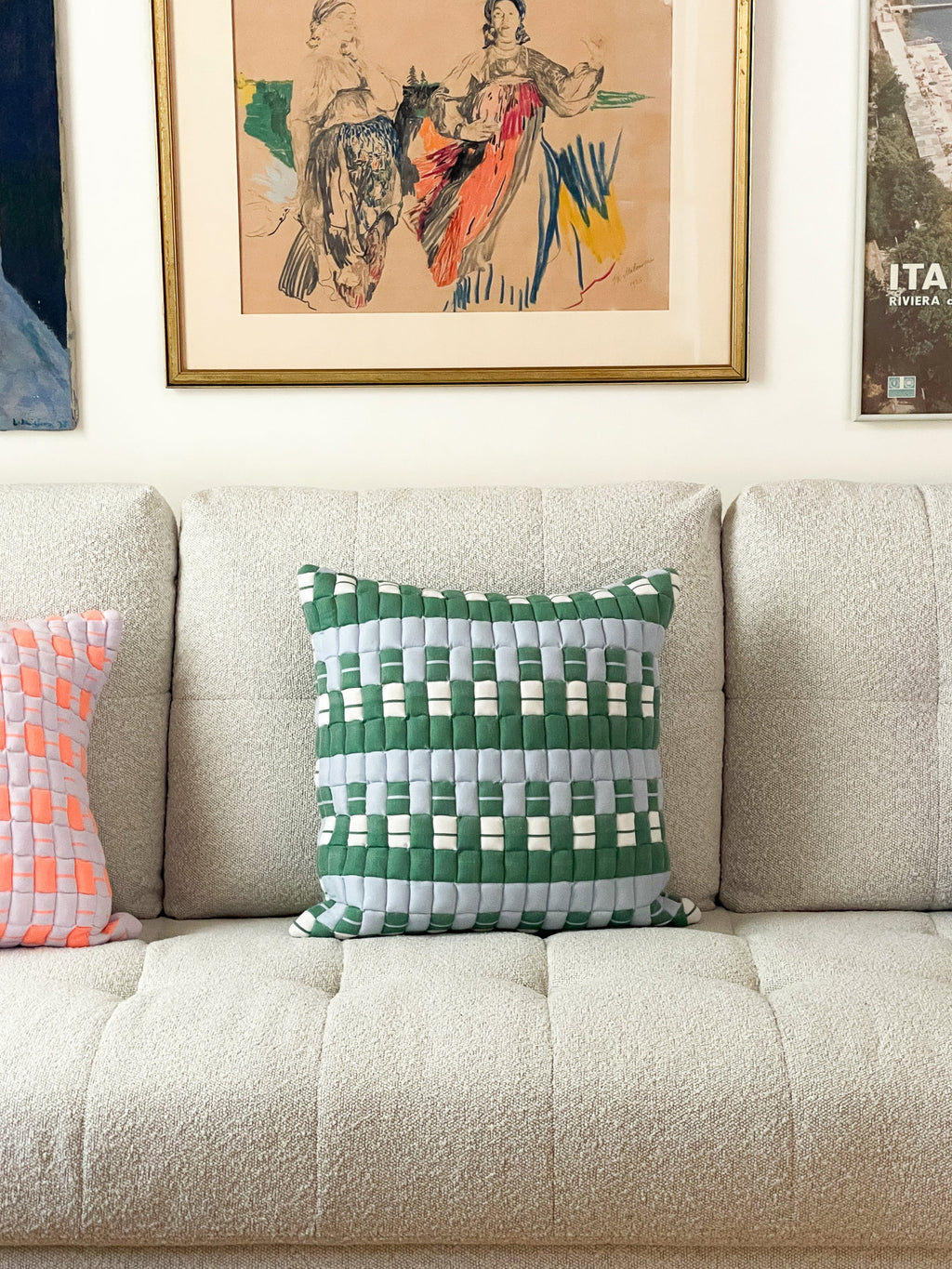 Sujani Quilted Pillow - Blue & Green