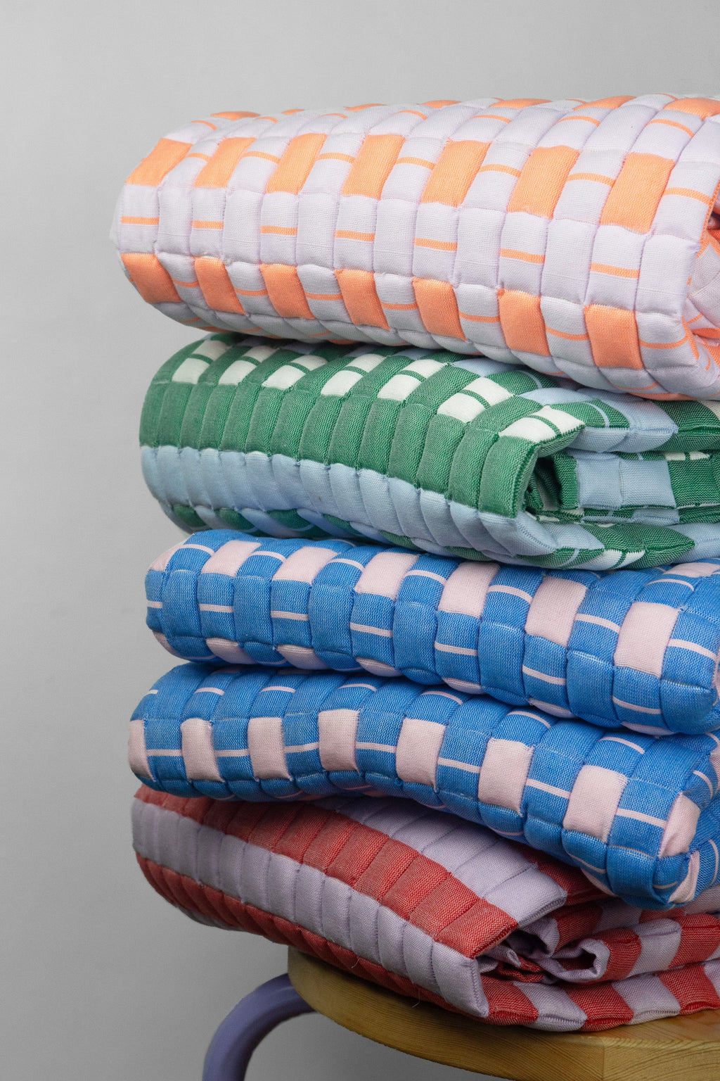 Quilted Sujani Throw Blanket - Soft Pink and Blue