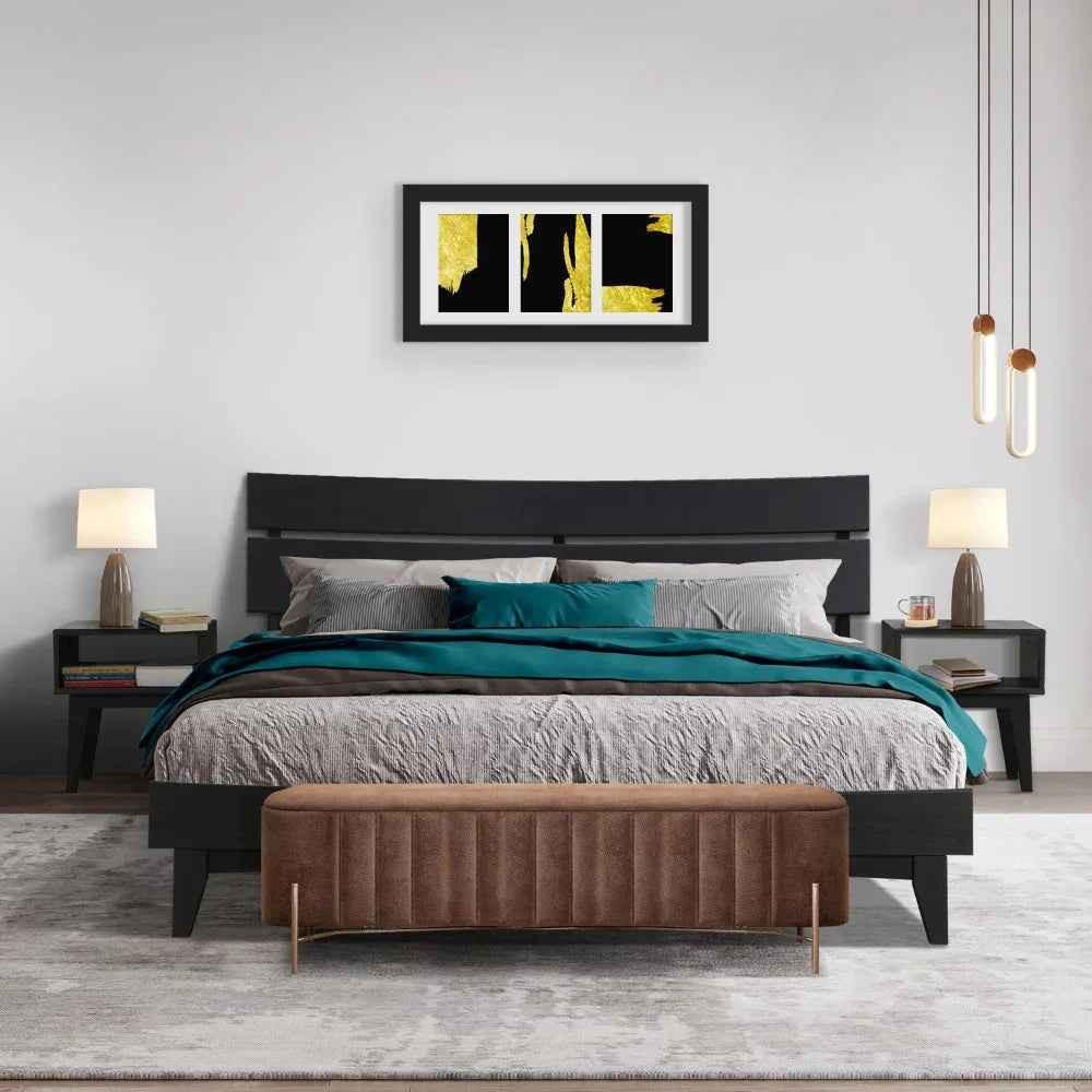 Acacia Aurora Bed Frame & Nightstand Set for Stylish Bedrooms