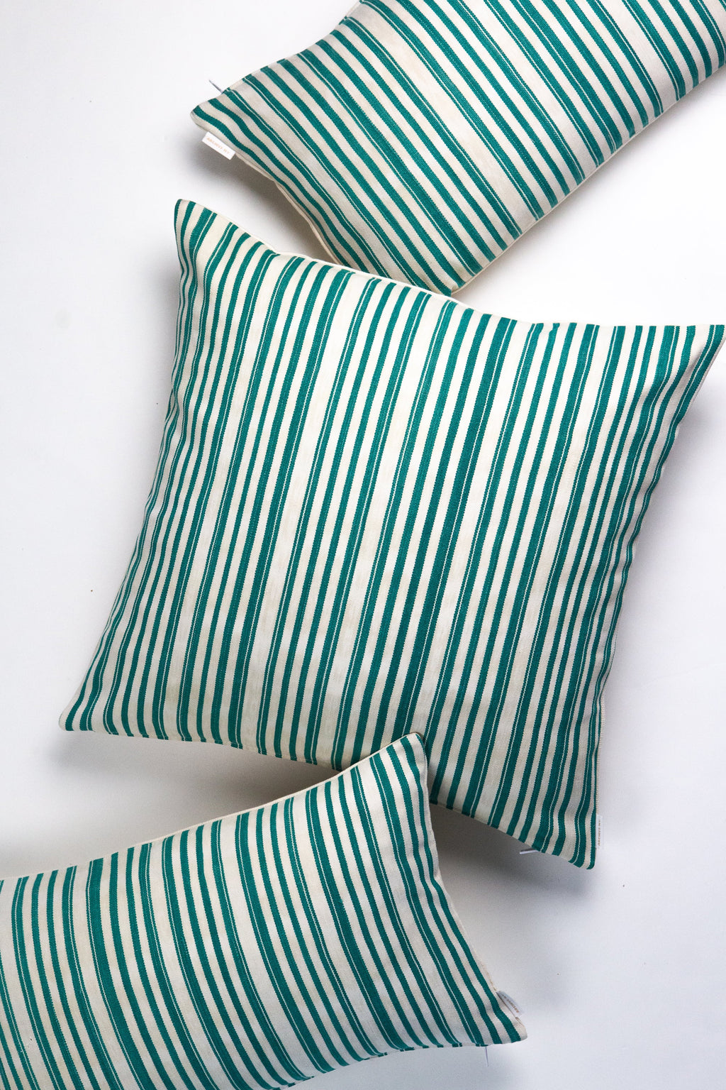 Vintage Jade Green Striped Pillow
