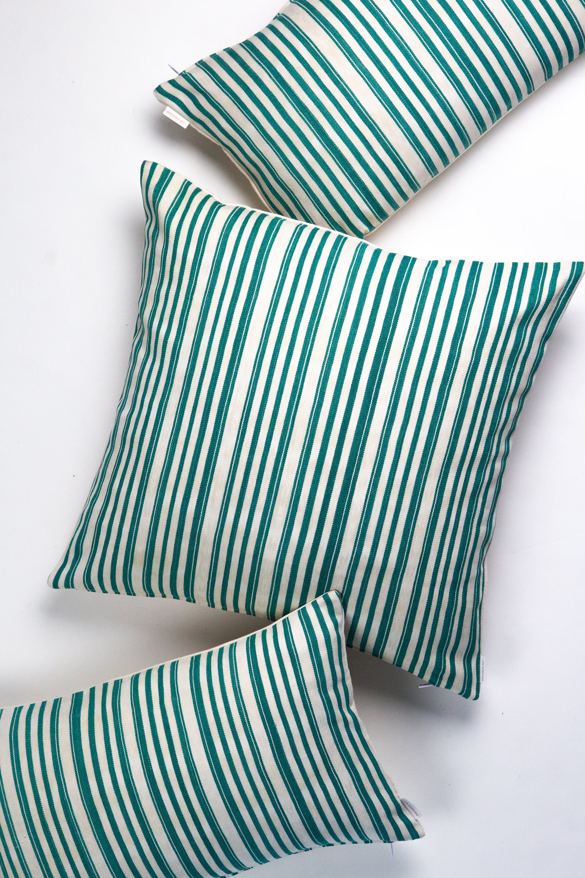 Vintage Jade Green Striped Pillow