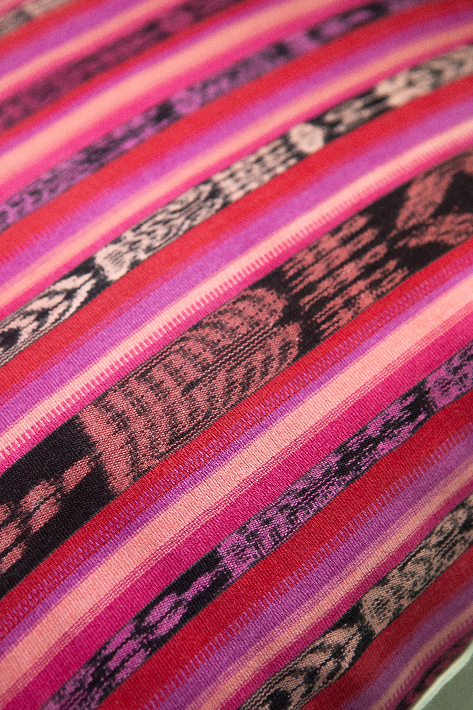 Vintage Magenta, Red and Black Ikat Pillow