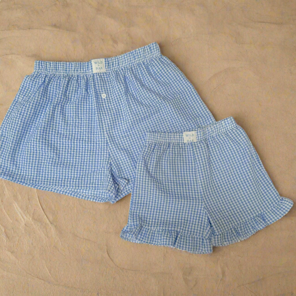 Wild + Rae Blue Gingham Shorts