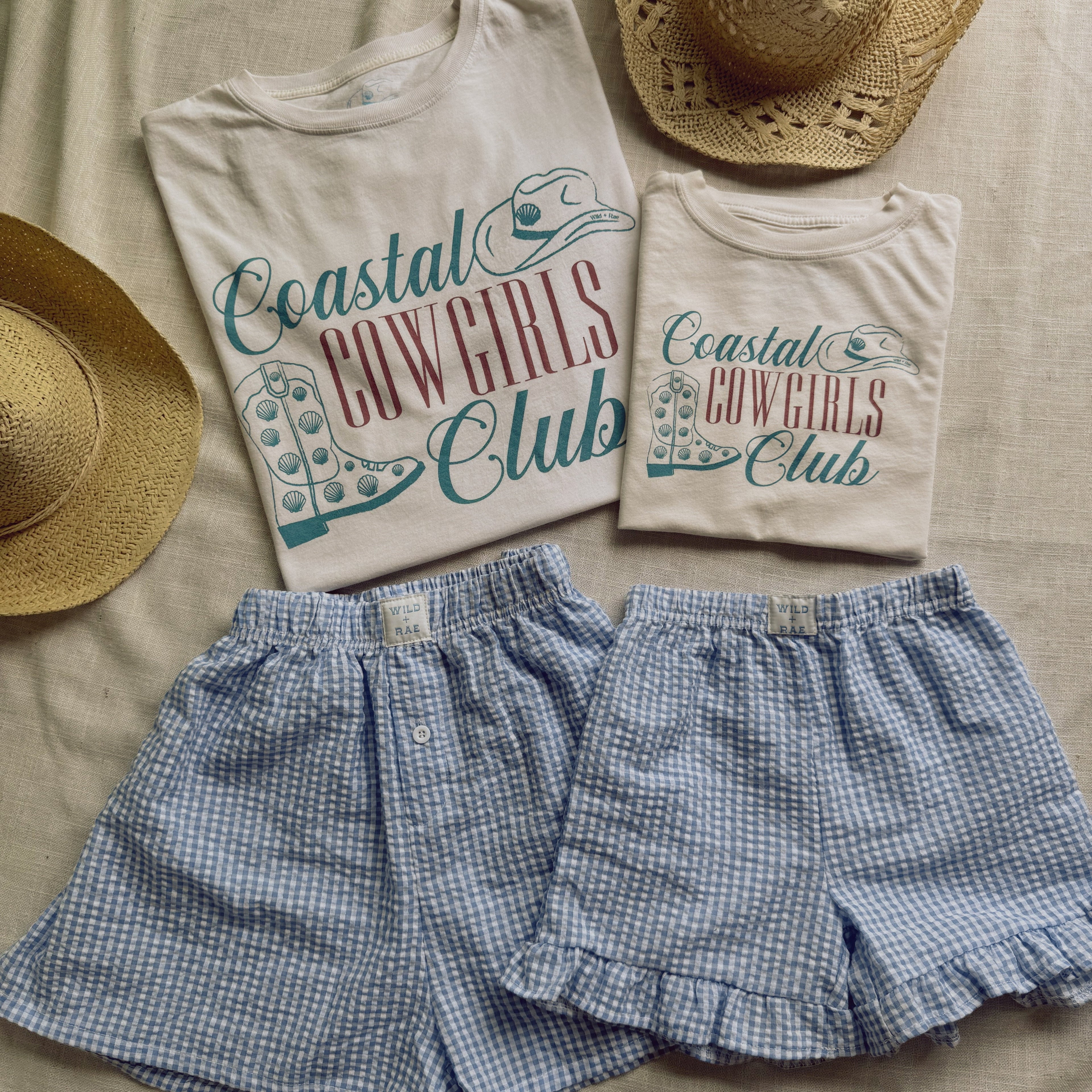 Wild + Rae Blue Gingham Shorts