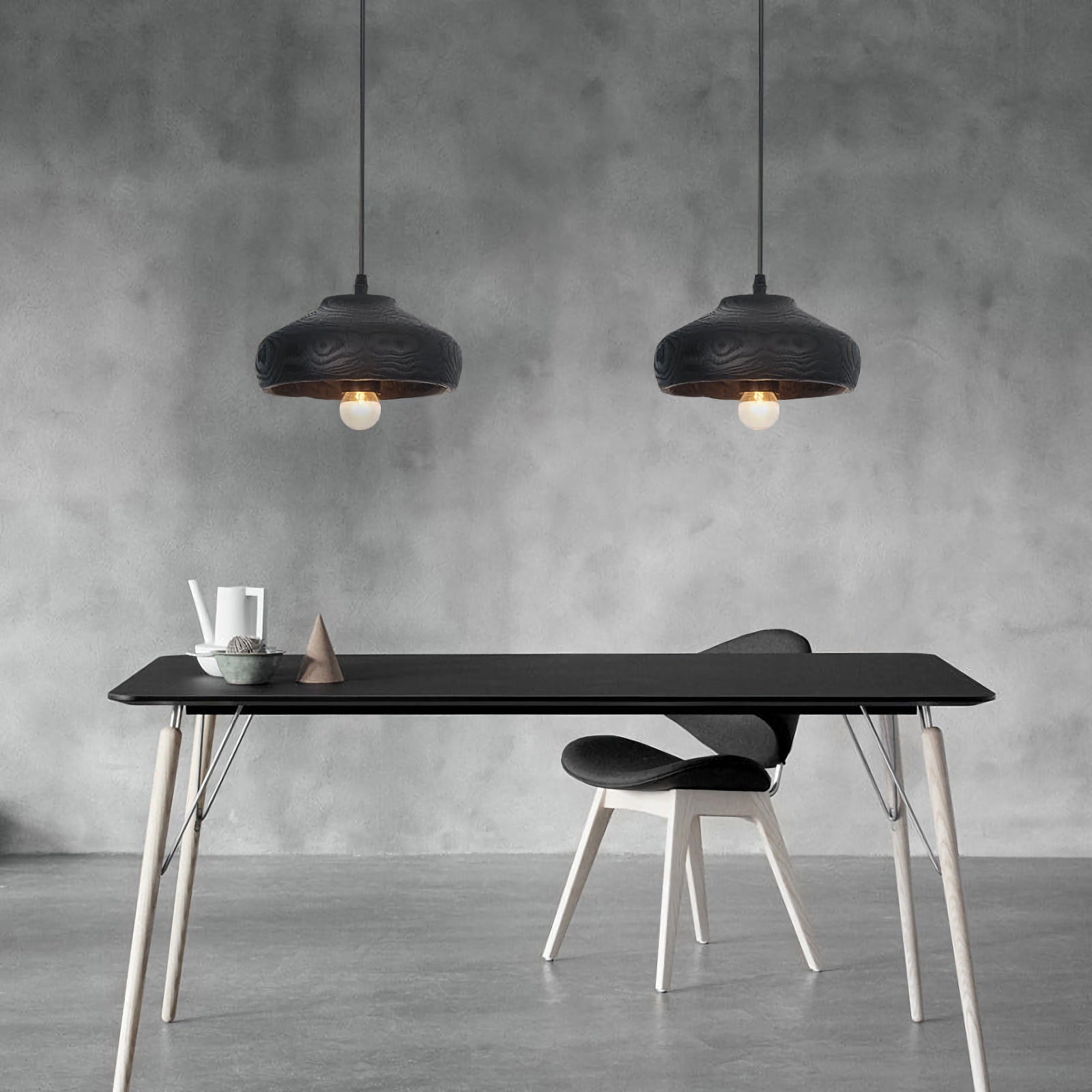 Wood Grain Resin Dome Pendant Light