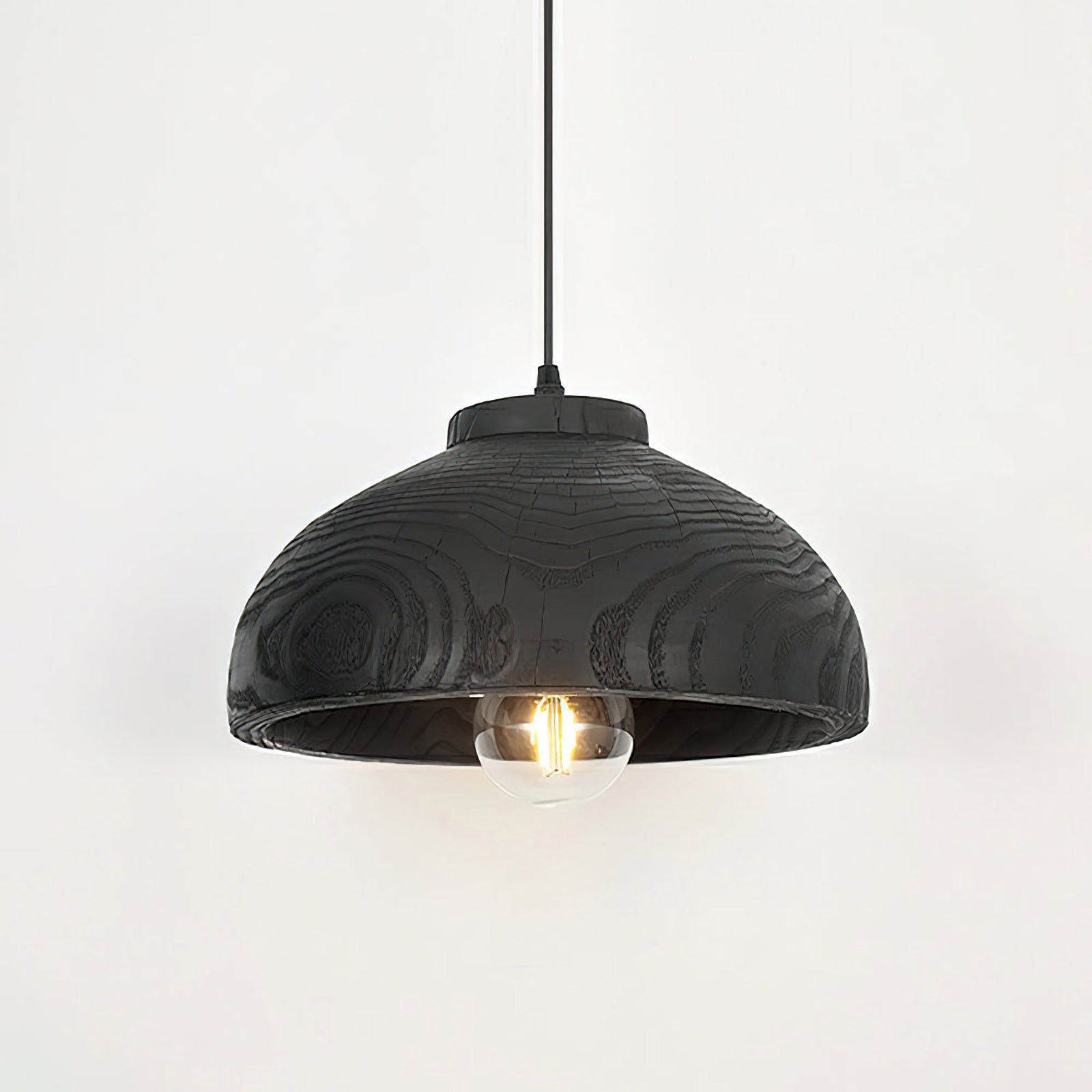 Wood Grain Resin Dome Pendant Light