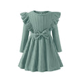 Kionio Toddler Girl Dress-Baby Sweater Dresses-Ruffle Ribbed Knit Long Sleeve A-Line Swing-Fall-Winter - # GIAA211710009