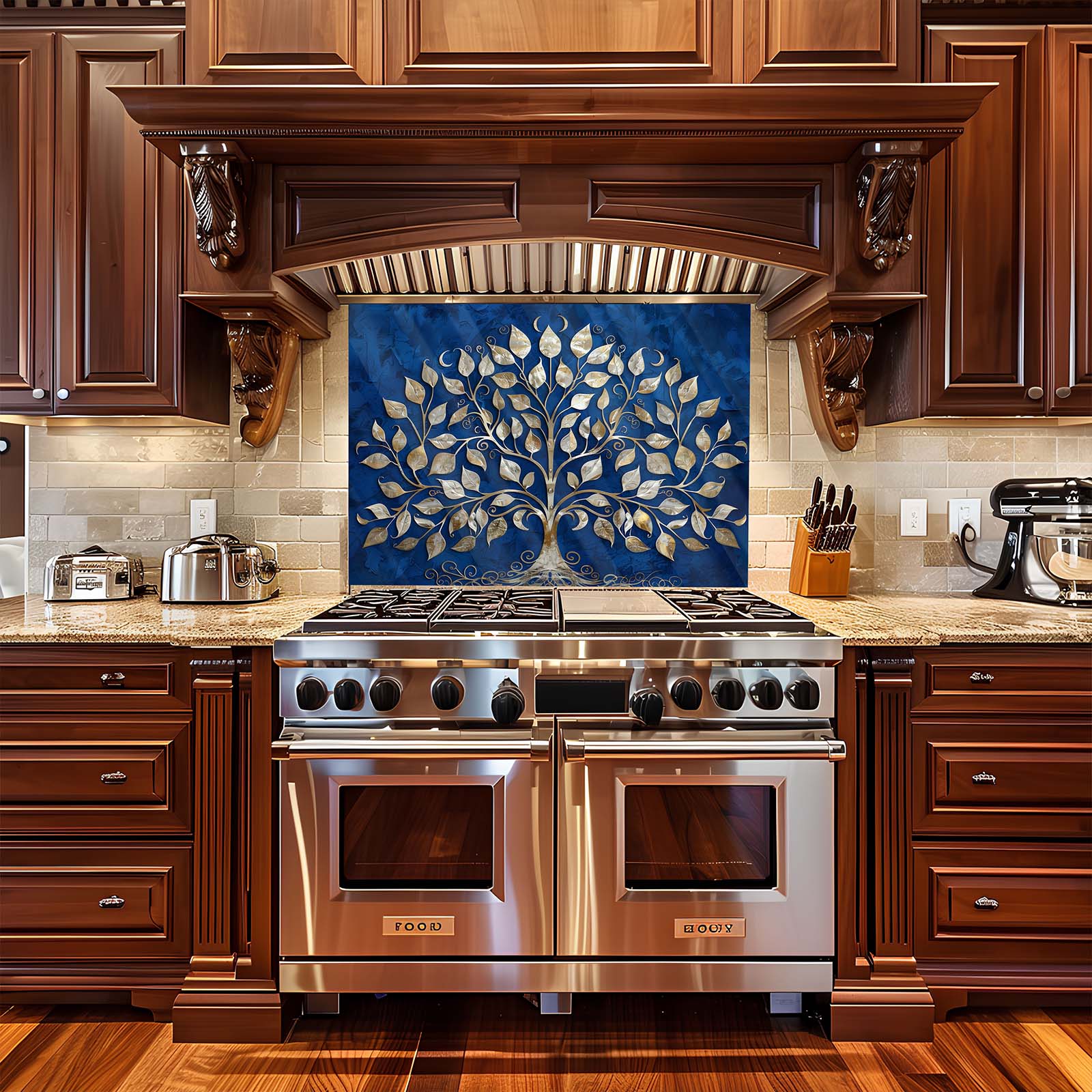 Golden Midnight Tempered Glass Backsplash – Kitchen Backsplash for Stove