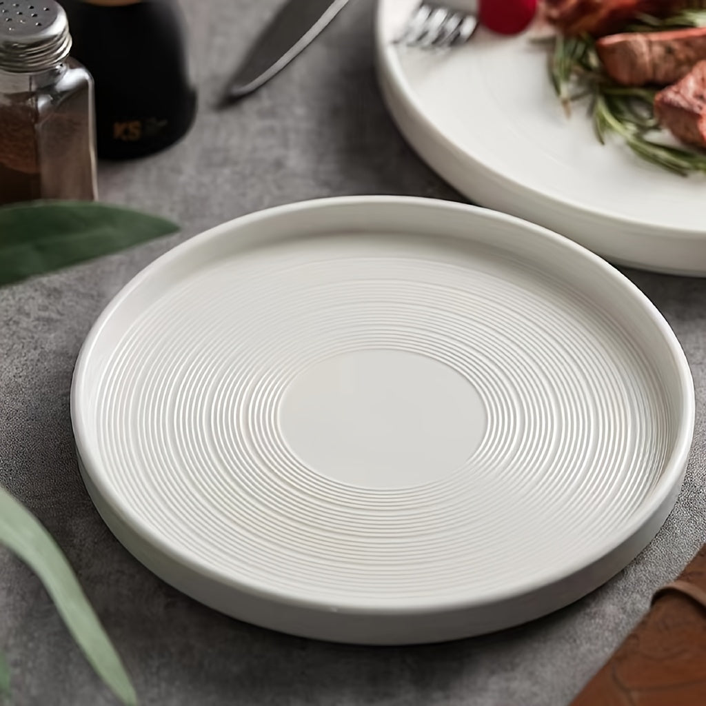 Elegant Hans White Ceramic Steak  Pasta Plate Set