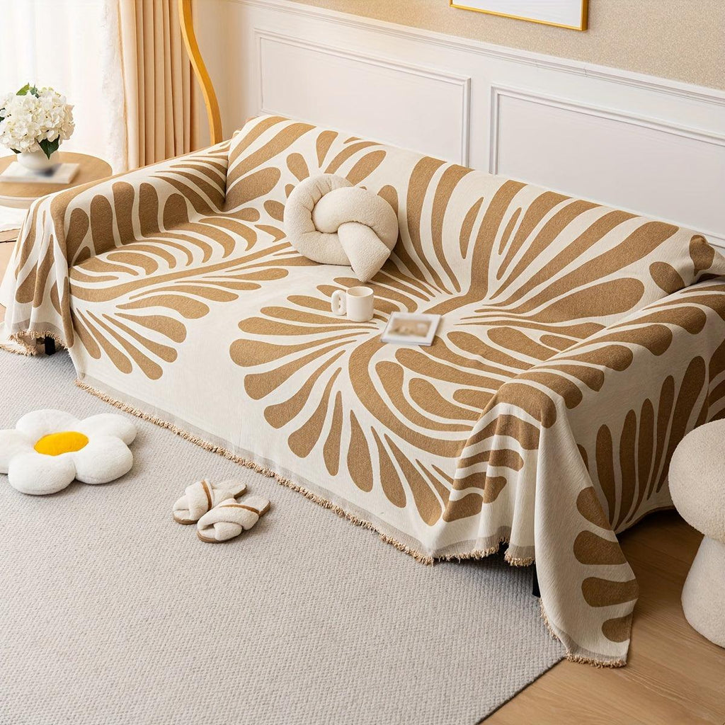 Versatile Chenille Sofa Cover - Pet-Friendly, Orange Dog Couch Cover