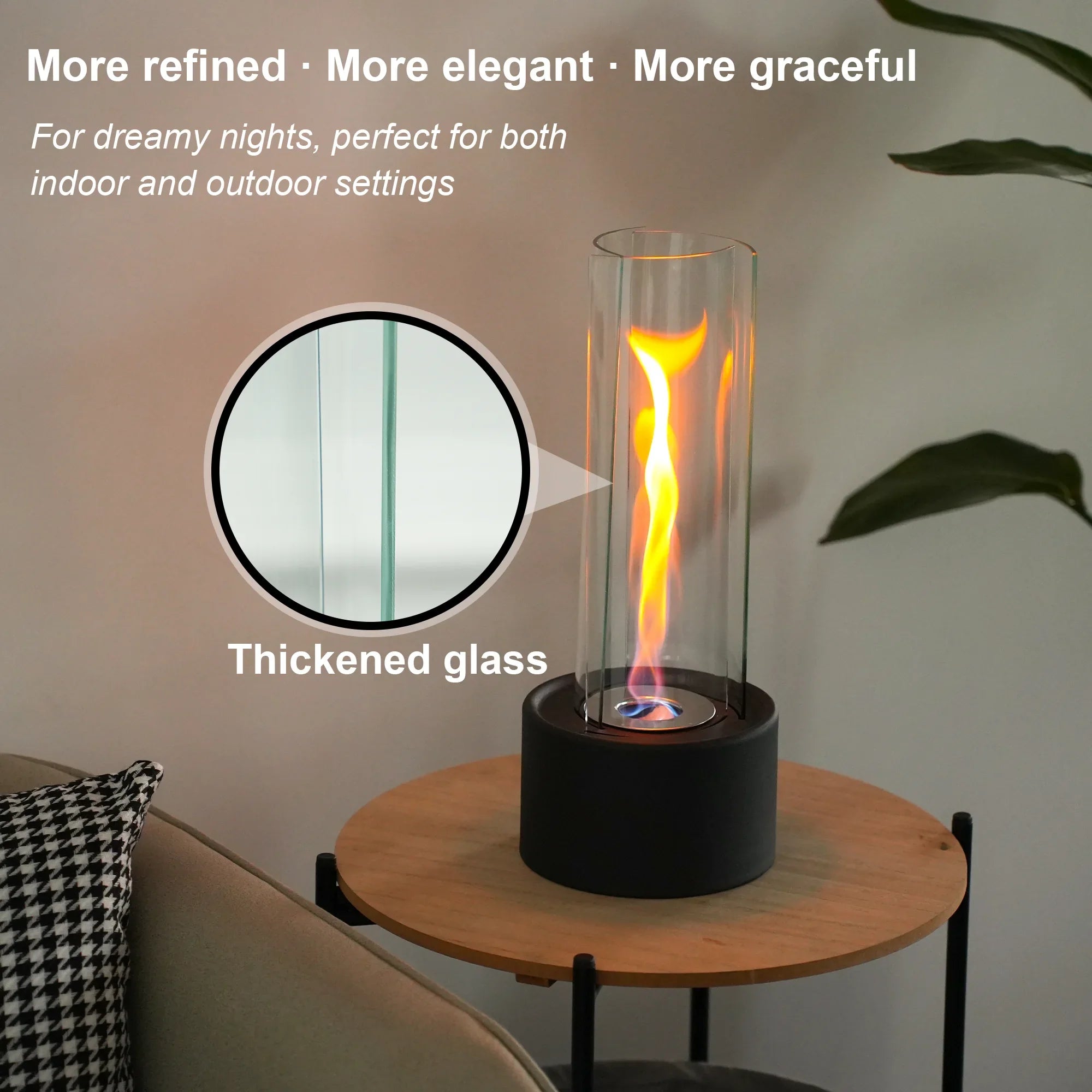 Cylindrical Bioethanol Vented-Free Fireplace