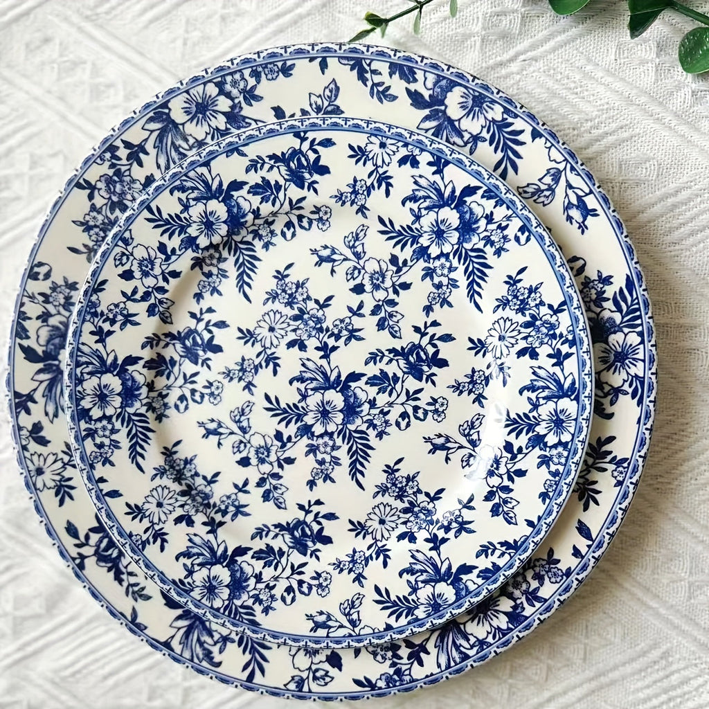 Nordic Blue  White Porcelain Dessert Plates Set