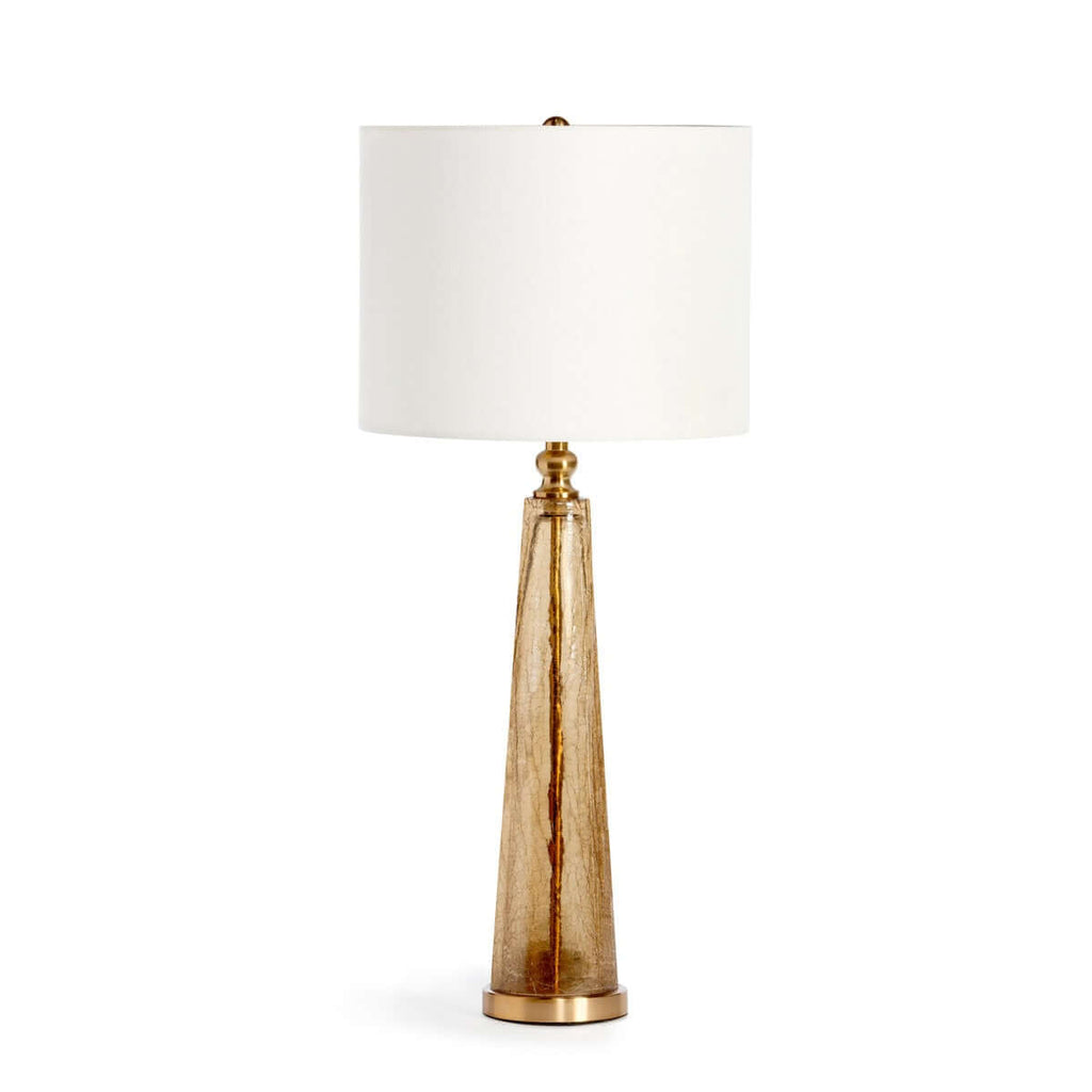 Crackled Glass Table Lamp with White Linen Shade