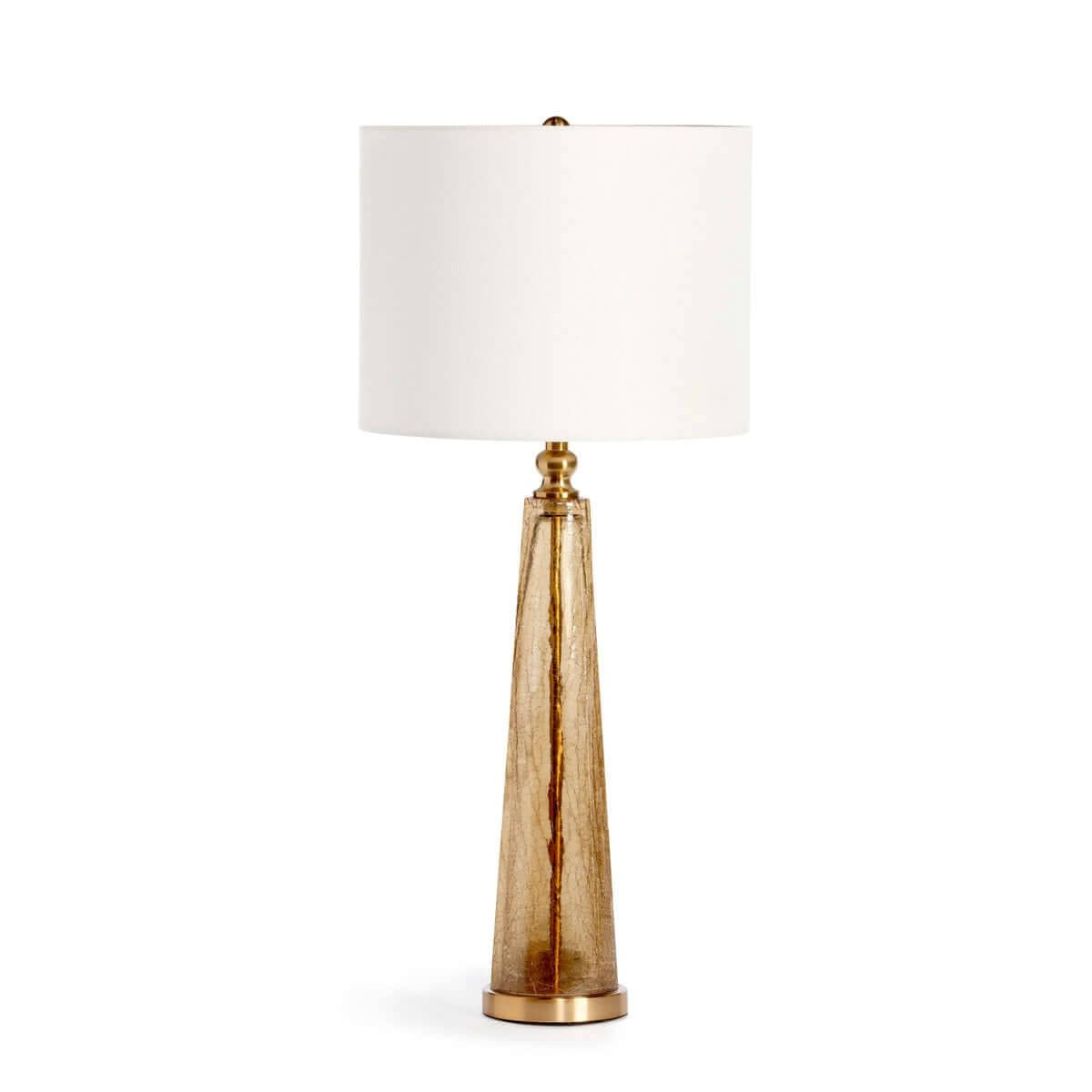Crackled Glass Table Lamp with White Linen Shade