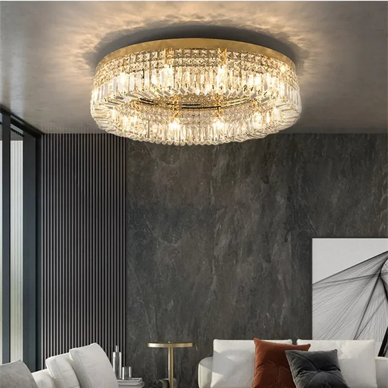 DecorBites™ Crystal LED Chandelier Ceiling Light - Gold