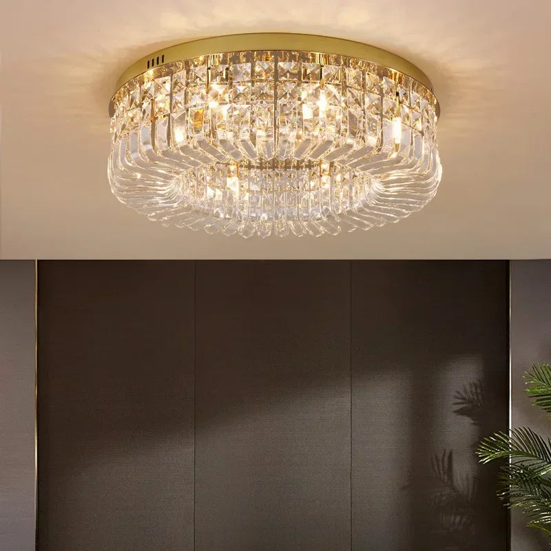 DecorBites™ Crystal LED Chandelier Ceiling Light - Gold