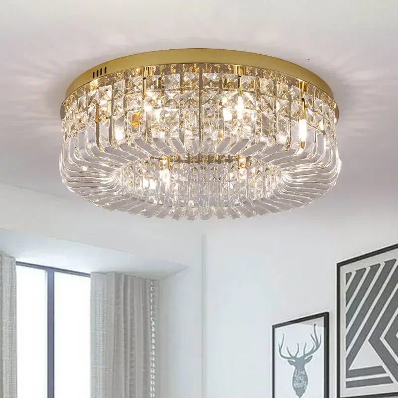 DecorBites™ Crystal LED Chandelier Ceiling Light - Gold