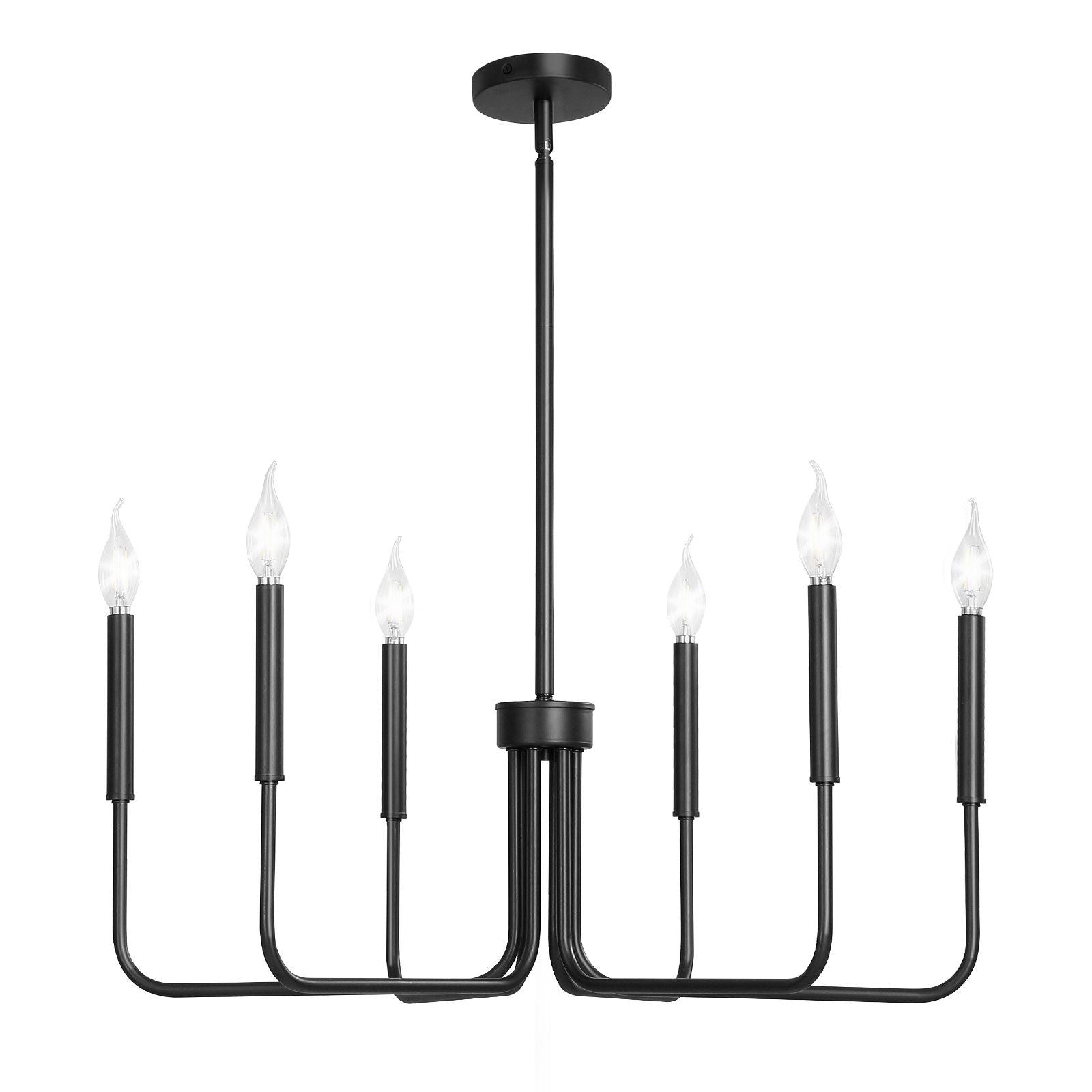 6-Light Chandelier Black Modern Chandelier Adjustable Height for Ceilings