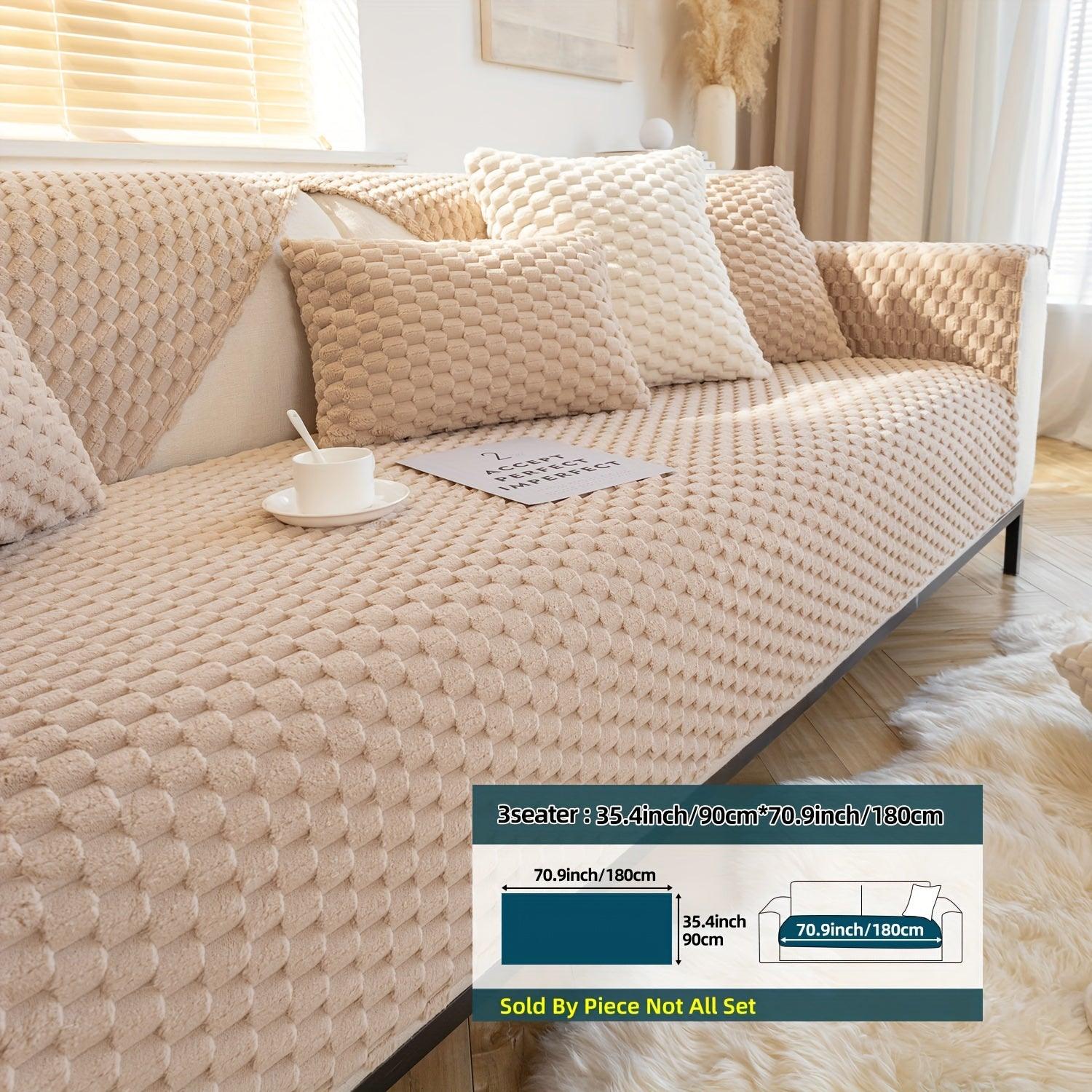 Plush Nordic Sofa Slipcover | non slip couch cover for dogs