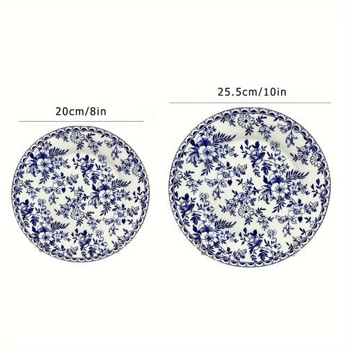 Nordic Blue  White Porcelain Dessert Plates Set