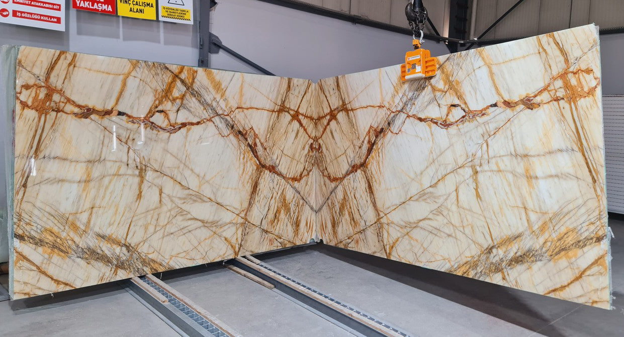 Fiore D'oro White Bookmatching Marble Slabs Polished - Full Truckload