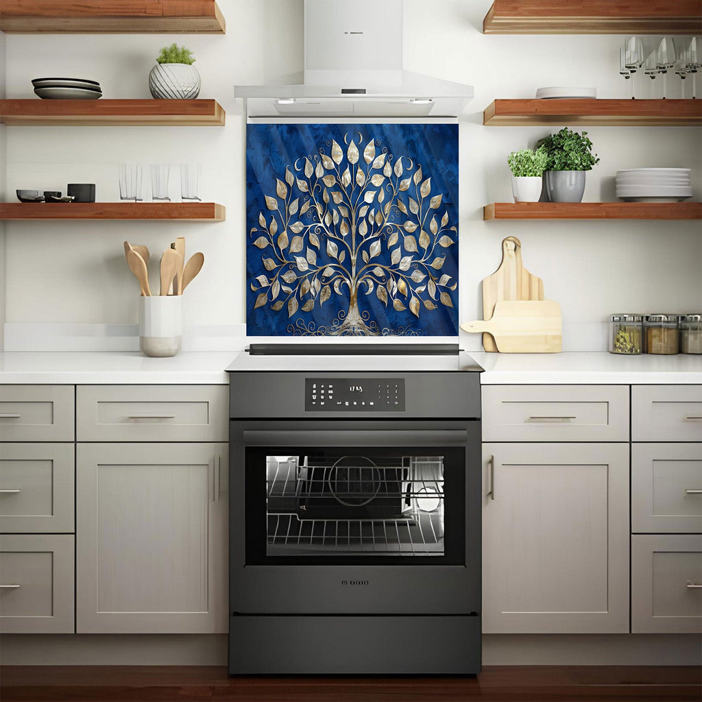 Golden Midnight Tempered Glass Backsplash – Kitchen Backsplash for Stove