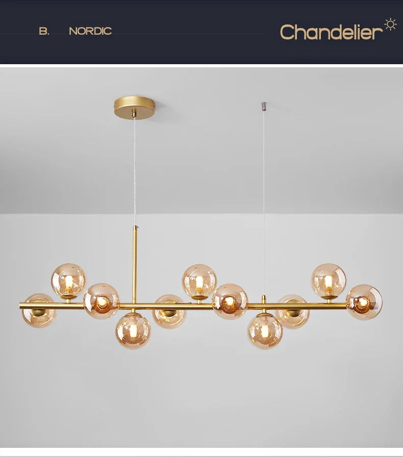 DecorBites™ Glass Ball Ceiling Chandelier for Home Lighting